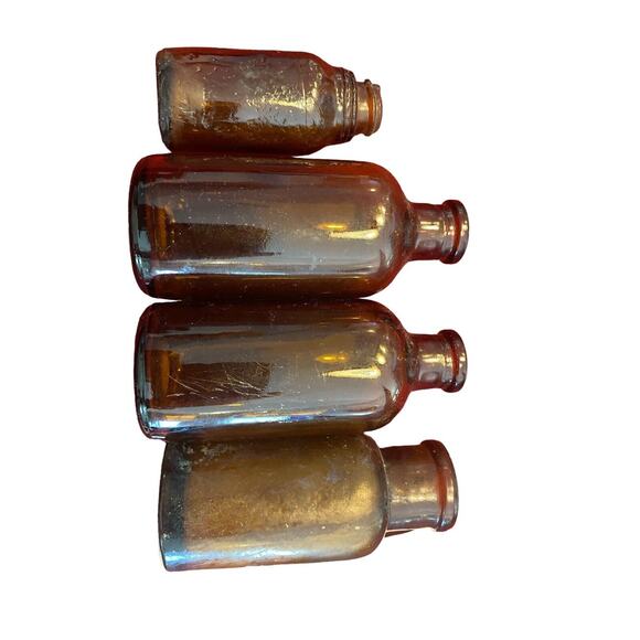 Lot of 4 Vintage Duraglas Brown Amber Bottles 1845 - Picture 2 of 2